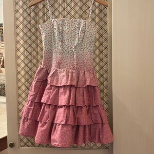 Betsey Johnson Floral Ombre Corset Ruffle Tulle Cotton Blend Dress. Size 0
